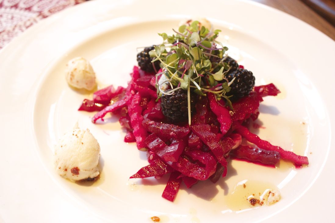 Marinated Young Beet Salad in Tkemali Plum Sauce<br>
